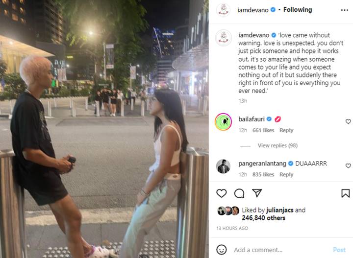 Devano Danendra Isyaratkan Go Publik Usai Perdana Posting Foto Bareng Baila Fauri \'Pacar Baru\'