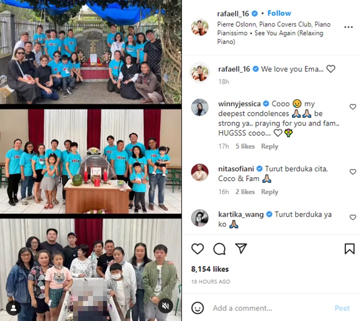 Nenek Rafael Tan Meninggal Dunia, Keluarga Kompak Pakai Ini Saat Proses Pemakaman