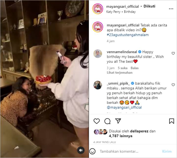Diberi Kejutan Tengah Malam Oleh Putri Cantik, Aksi Ngumpet Mayangsari Pecah Gelak Tawa