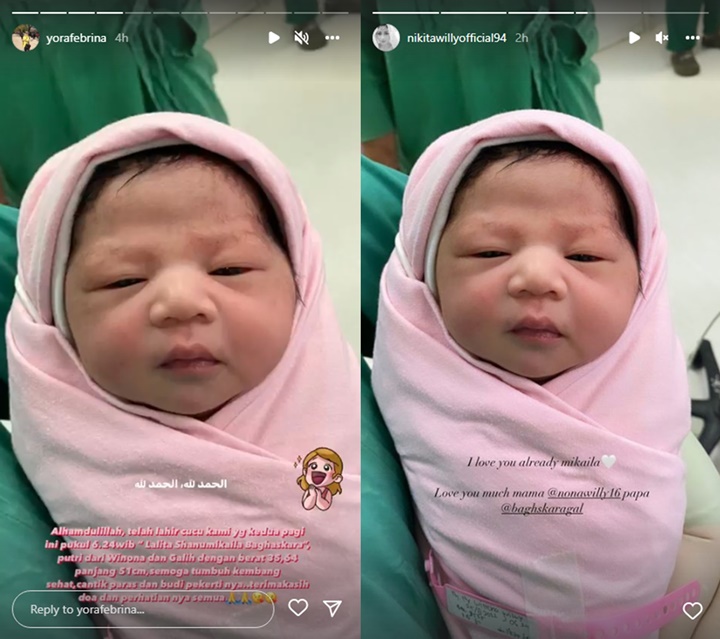 Winona Adik Nikita Willy Melahirkan Putri Cantik, Baby Izz Resmi Jadi Abang Cilik