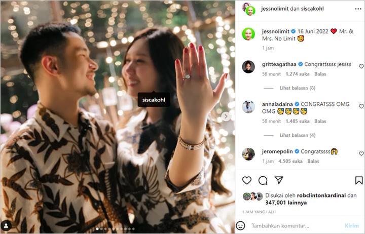 Romantis! Jess No Limit Bertekuk Satu Lutut Persembahkan Cincin ke Sisca Kohl, Lamaran?