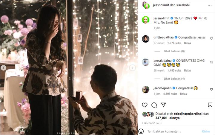 Romantis! Jess No Limit Bertekuk Satu Lutut Persembahkan Cincin ke Sisca Kohl, Lamaran?