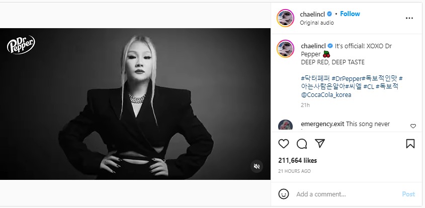 Usai Rilis Lagu dengan Judul Sama, CL Dapat Hoki Tetap Bintangi Iklan Minuman Ini Selama 7 Tahun