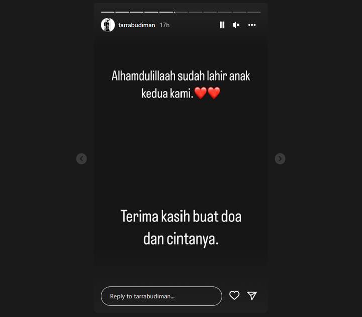 Tarra Budiman Kabarkan Istri Istri Melahirkan Anak Kedua Lewat Foto-foto Romantis dan Penuh Haru