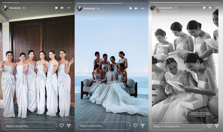 \'Saingi\' Pengantin, Maudy Ayunda Cantik Kenakan Dress Model Kemben Saat Jadi Bridesmaid