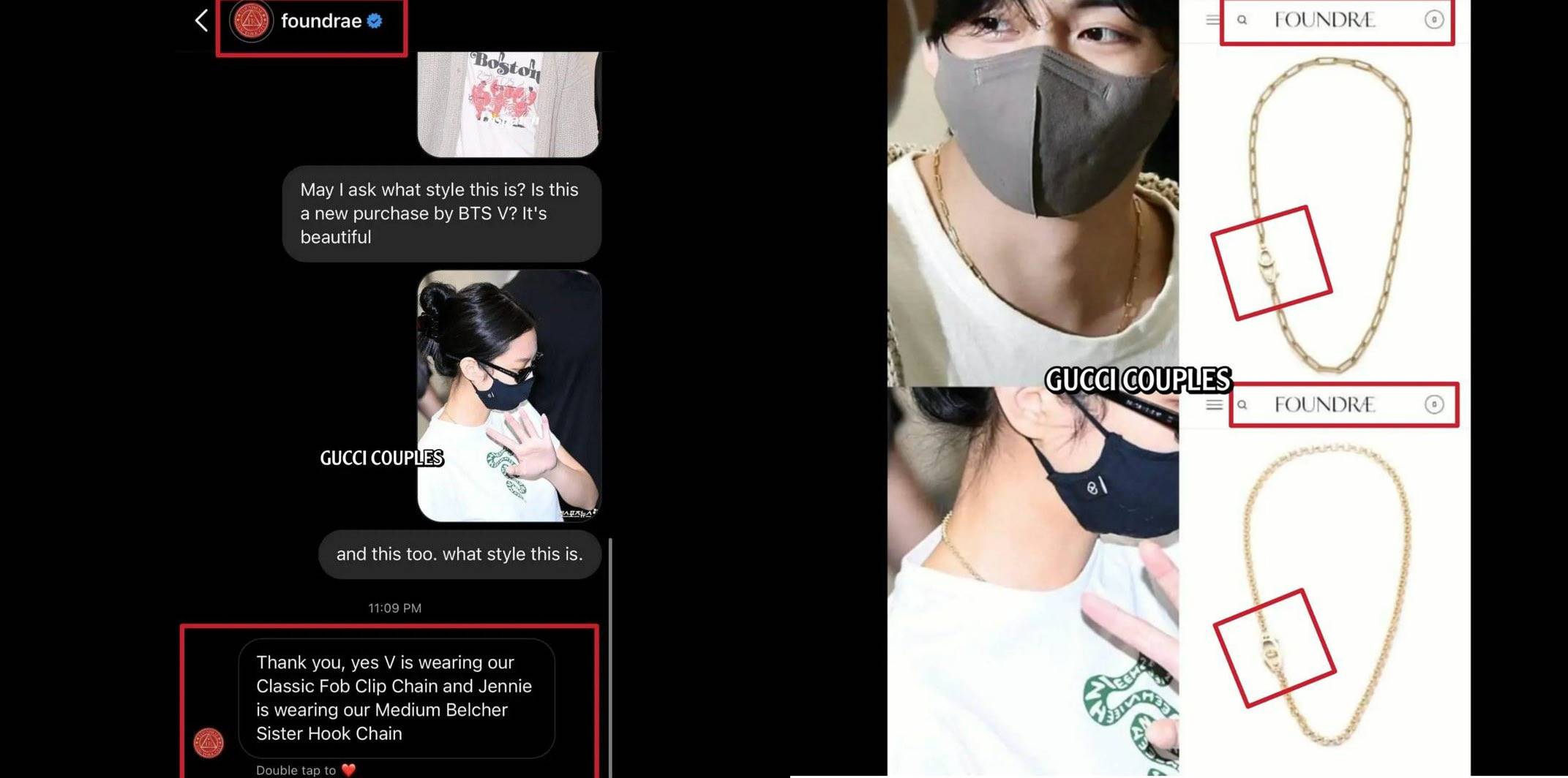 V BTS dan Jennie BLACKPINK diduga kenakan kalung sama