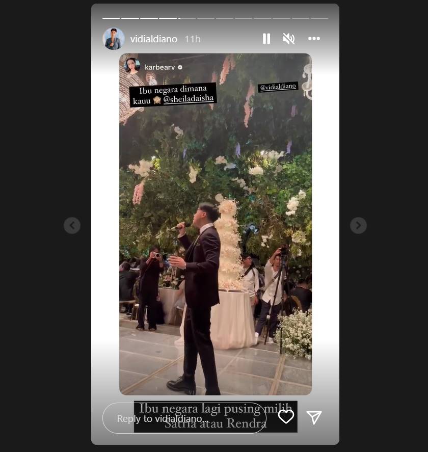 Vidi Aldiano membalas mengenai alasan Sheila Dara Aisha tidak ikut hadir ke pernikahan sang sahabat dengannya