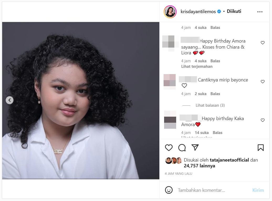 Krisdayanti Rayakan Ultah Amora ke-11 dengan Unggah Foto Ini, Kecantikan Disebut Bak Beyonce
