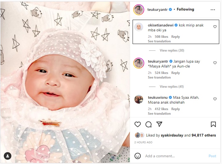 Suami Ria Ricis Pamer Foto Anak Pakai Hijab, Komentar Oki Setiana Dewi Bikin Salfok