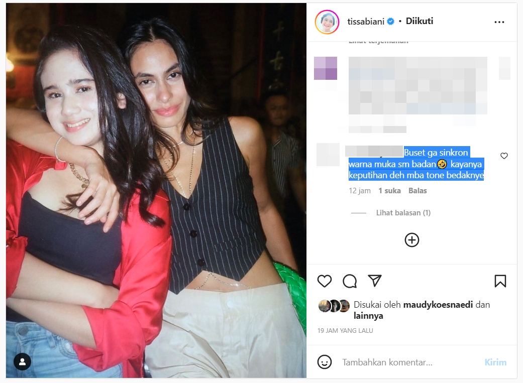 Wajah Tissa Biani Dinilai Keputihan, Gak Sinkron?