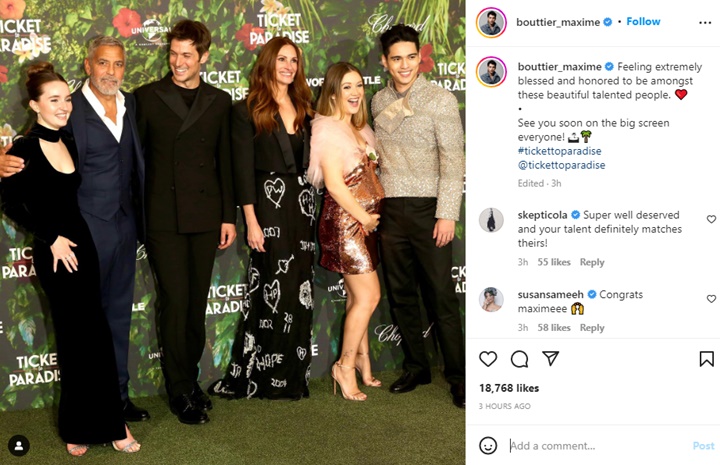 Bak Pangeran, Maxime Bouttier Tampil Gagah di Gala Premiere \'Ticket To Paradise\'