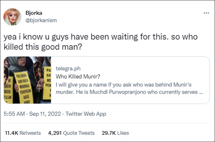 Diburu Pemerintah RI, Hacker Bjorka Mendadak Bahas Dalang Pembunuhan Munir