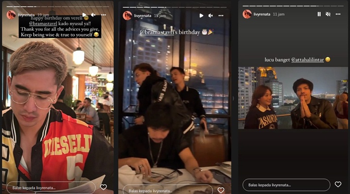 Reaksi Lucu Livy Renata Saat Ketemu Atta Halilintar di Birthday Dinner Verrell Bramasta
