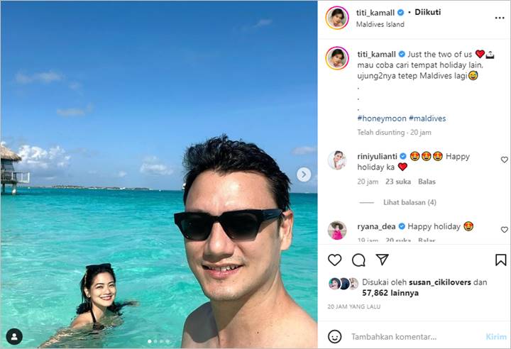 Titi Kamal Pamer Hasil Jepretan Christian Sugiono Saat Honeymoon ke Maldives, Digoda Begini