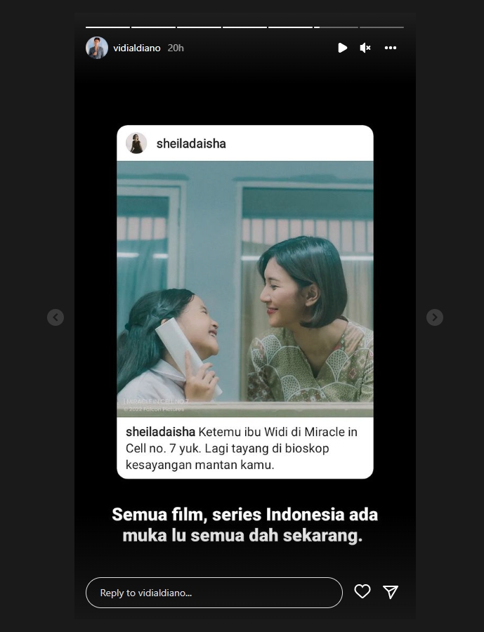 Vidi Aldiano Tanggapi Begini Soal Wajah Sheila Dara Muncul di Hampir Semua Film dan Series Indonesia