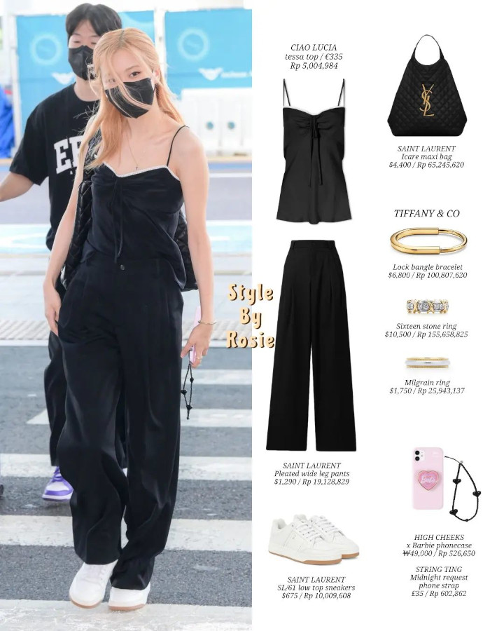Fashion Item Rose BLACKPINK dari Kepala Hingga Ujung Kaki Saat Berangkat ke Paris Bernilai Fantastis