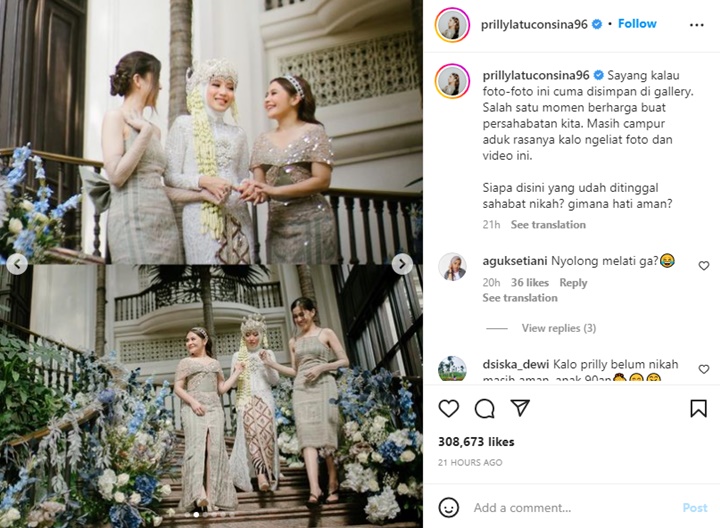 \'Saingi\' Pengantin, Sepatu Kaca Prilly Latuconsina Saat Jadi Bridesmaid Berharga Fantastis?
