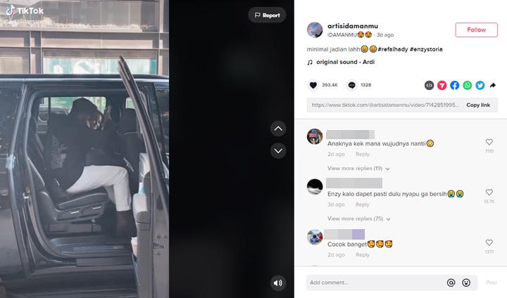 Tingkah Refal Hady dan Enzy Storia Saat Berduaan di Mobil Jadi Sorotan, Fans Baper