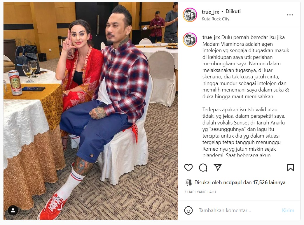 Jerinx SID Mendadak Singgung Soal Isu Nora Alexandra sebagai Agen Intelejen