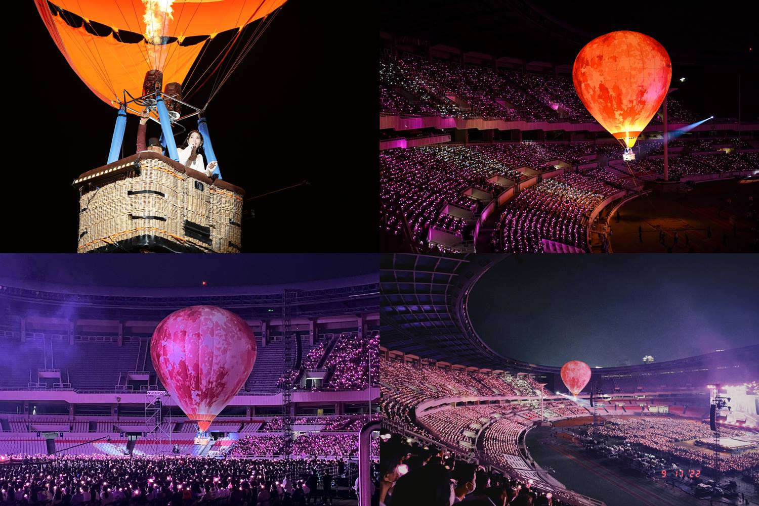 IU naik balon udara di konser