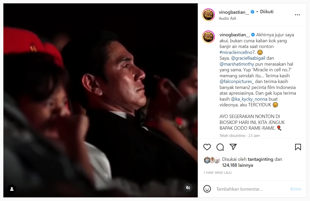 Vino Bastian Terciduk Nangis Bareng 2 Sosok Ini Kala Nonton \'Miracle In Cell No. 7\'