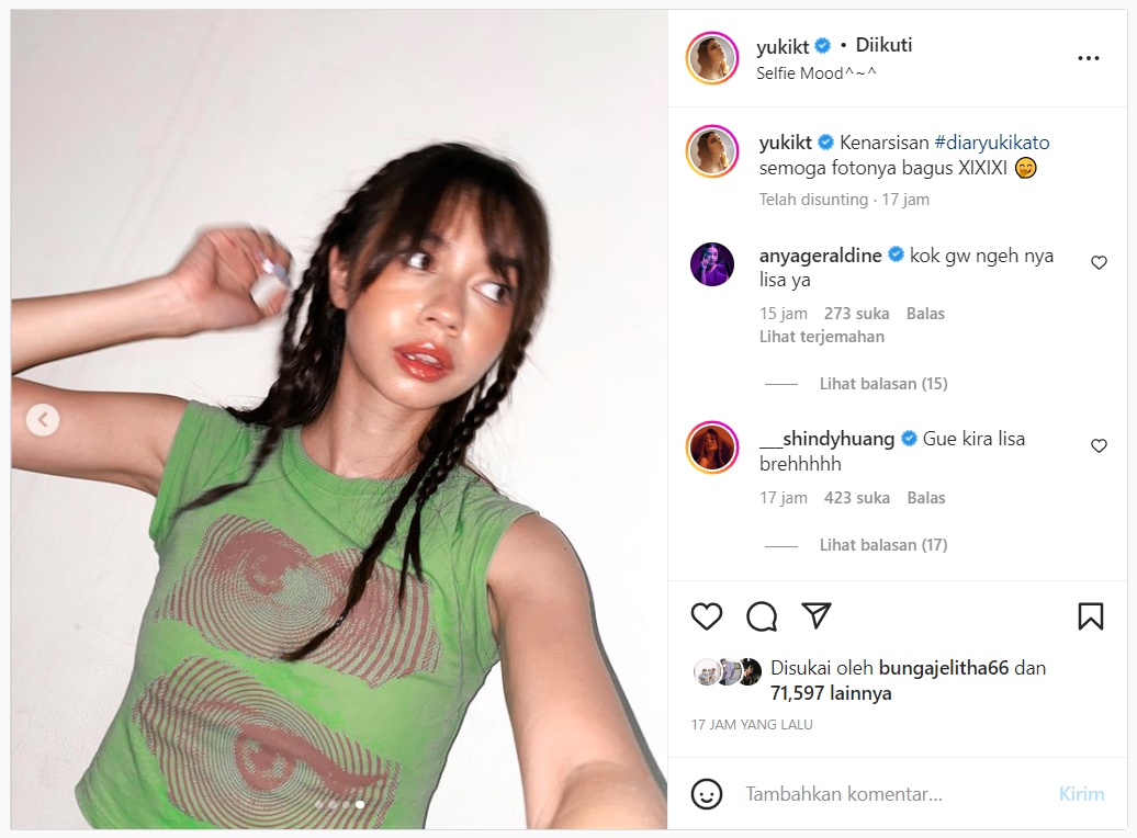 Yuki Kato Pamer Foto Blur Bikin Pangling, Sampai Anya Geraldine Komentari Begini