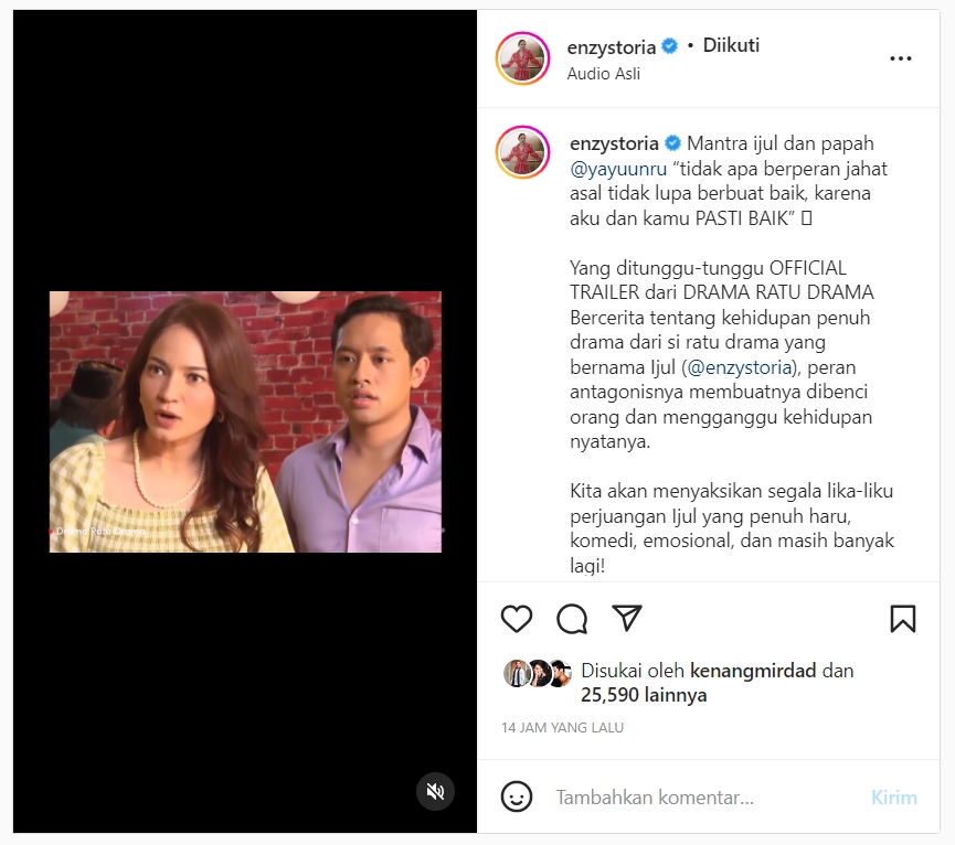 Trailer \'Drama Ratu Drama\' Rilis, Akting Enzy Storia Disorot