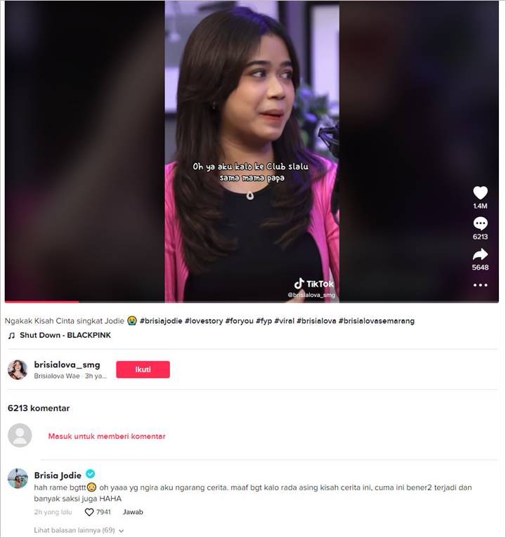 Cerita Soal Pacar Tajir Disebut Cuma Ngarang, Brisia Jodie Sampaikan Pembelaan