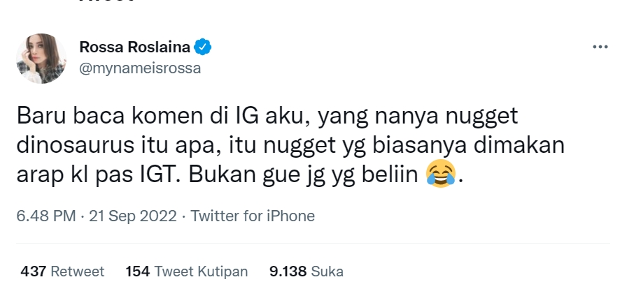 Akhirnya Terjawab, Rossa Jelaskan Soal Nugget Dinosaurus yang Kerap Dikonsumsi Reza Arap