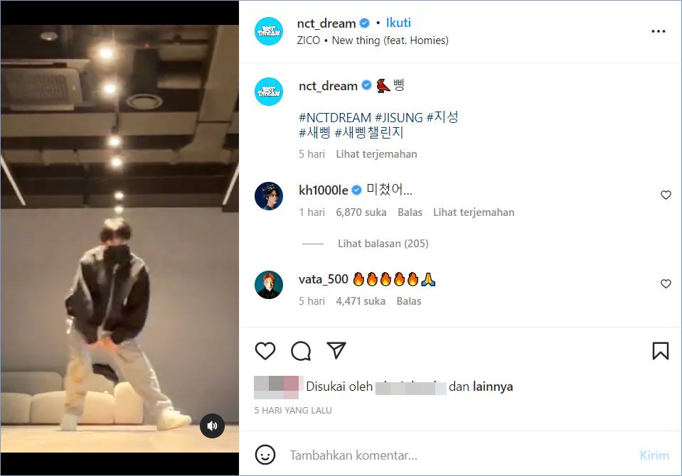 \'New thing\' challenge Jisung NCT menuai pujian Vata WDBZ