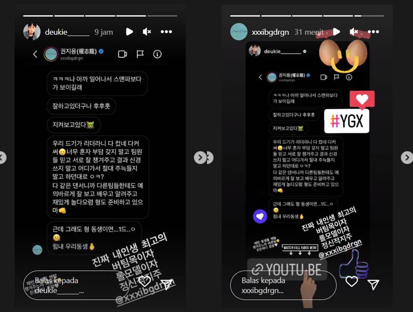 Interaksi G-Dragon BIGBANG dan Deukie YGX
