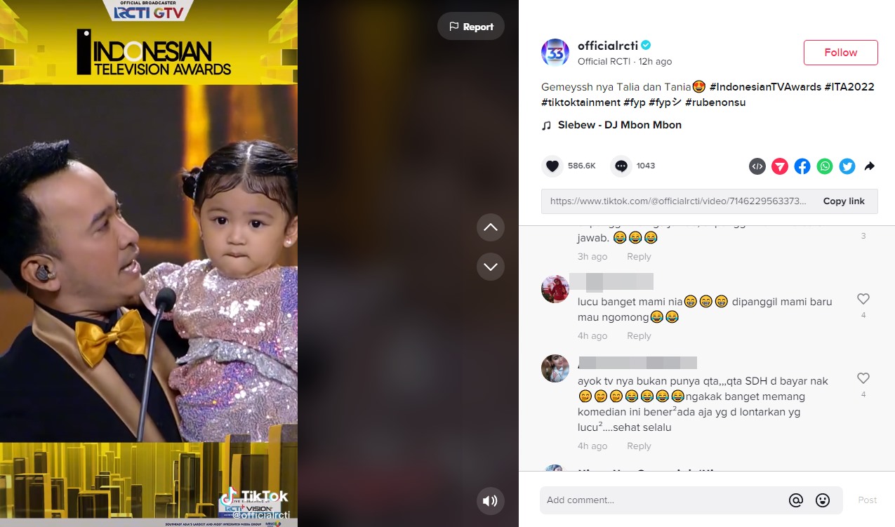 ITA 2022: Celetukan Ruben Onsu Saat Kedua Putrinya Mendadak Malu di Atas Panggung Bikin Ngakak