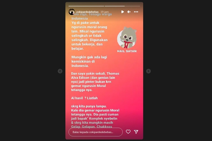 Coki Pardede Ikut Singgung Soal Perselingkuhan, Sentil Pihak yang Suka Urus Moral Tetangga