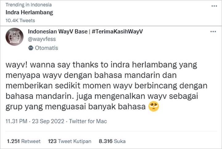 ITA 2022: Indra Herlambang Diacungi Jempol Fans WayV Sampai Trending Twitter Gegara Lakukan Ini