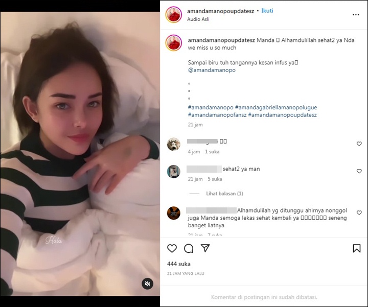 Amanda Manopo Akhirnya Sapa Penggemar Usai Jatuh Sakit, Tangan Biru Jadi Sorotan