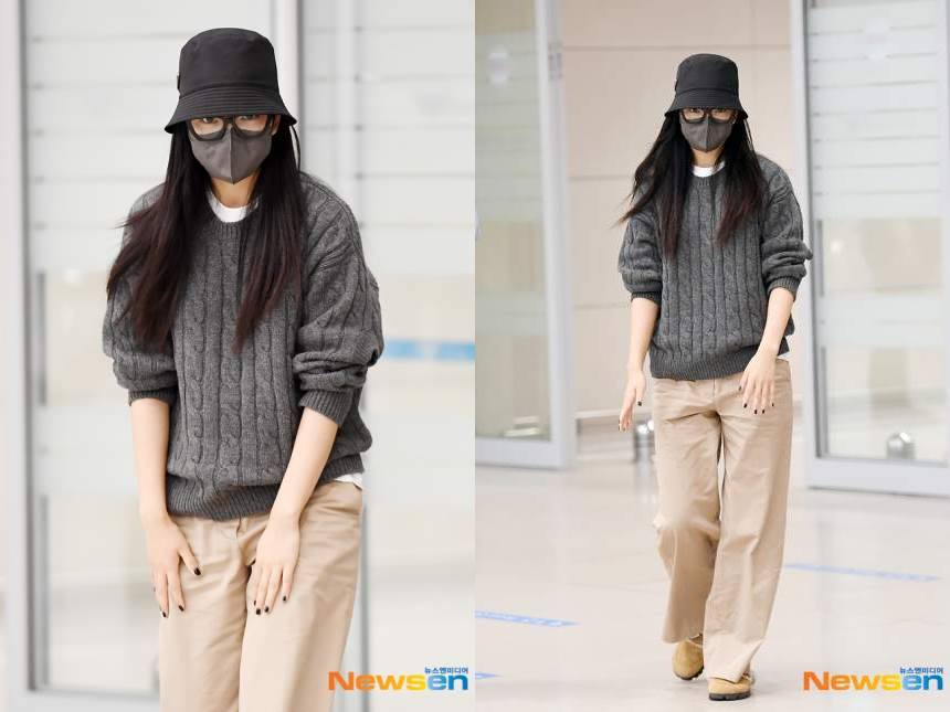 Fashion airport Kim Tae Ri pulang dari Milan Fashion Week 2022