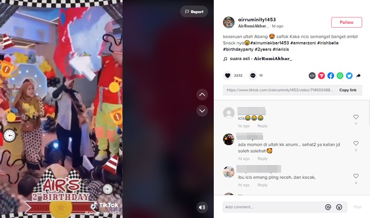 Hadir di Ultah Putra Irish Bella, Tingkah Ria Ricis Ikut Berebut Hadiah Bareng Anak Kecil Disorot