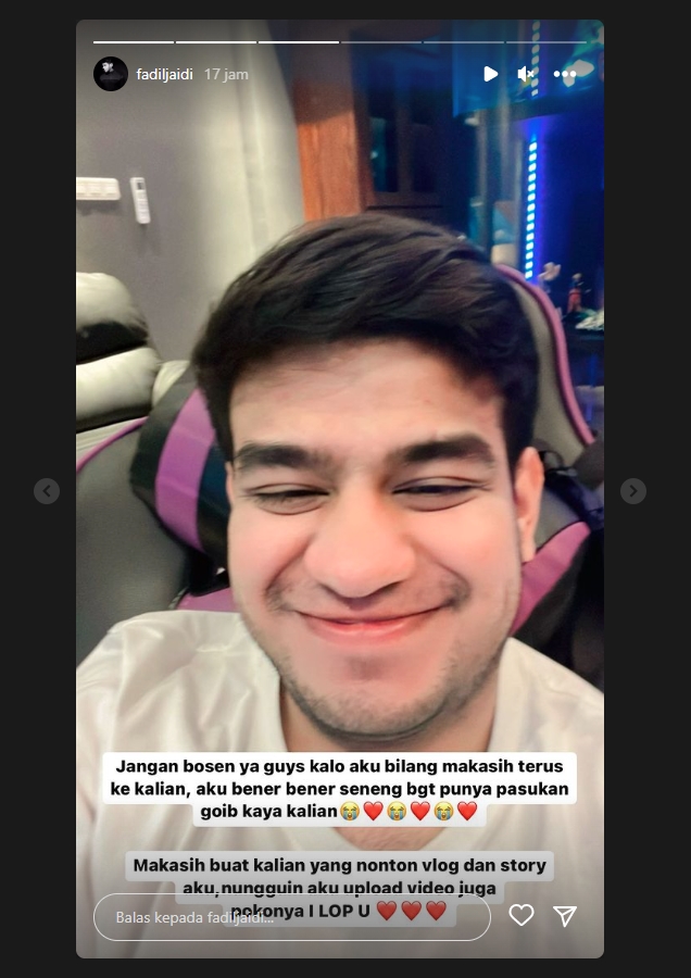 Konten YouTube-nya Trending 1 Lagi, Ini Cara Kocak Fadil Jaidi Ucapkan Terima Kasih