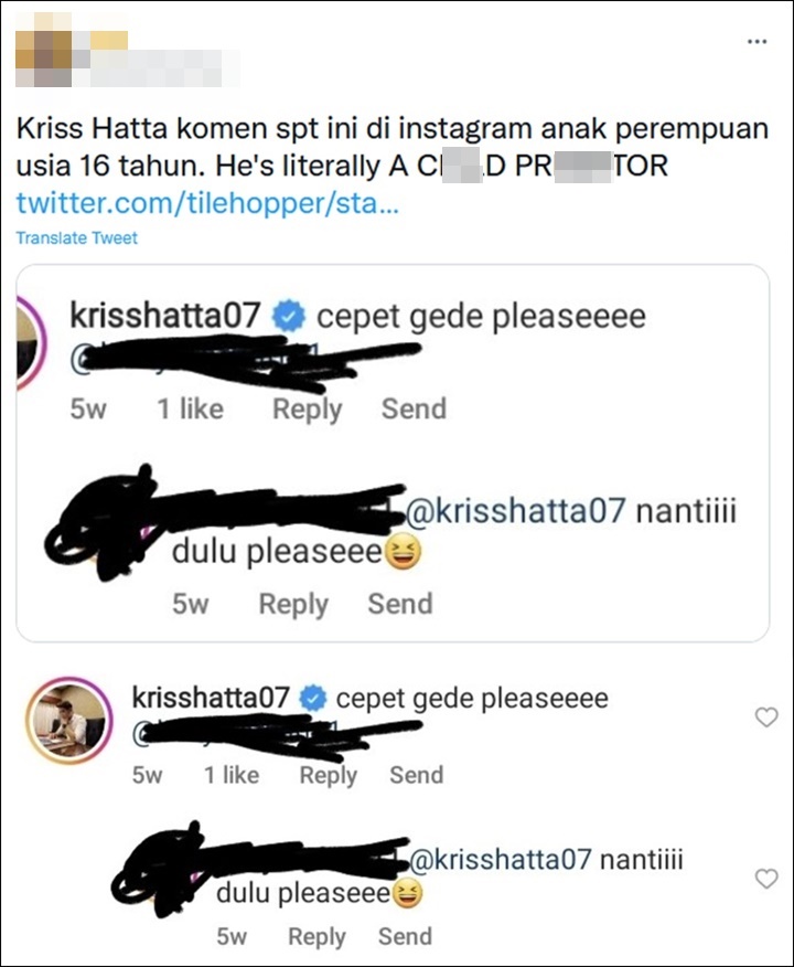 Trending, Jejak Digital Kriss Hatta Diduga Pernah Komen Begini ke Anak 16 Tahun Terkuak