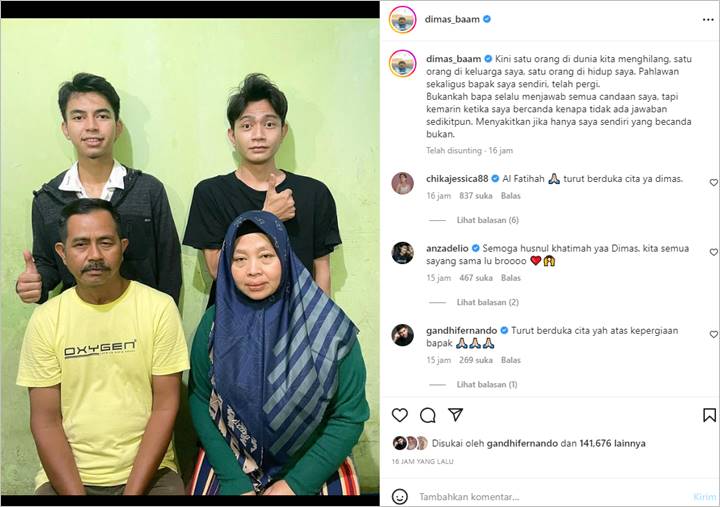 Pilu, Dimas Ahmad Curhat Tak Lagi Bisa Rasakan Ini Usai Kepergian Sang Ayah