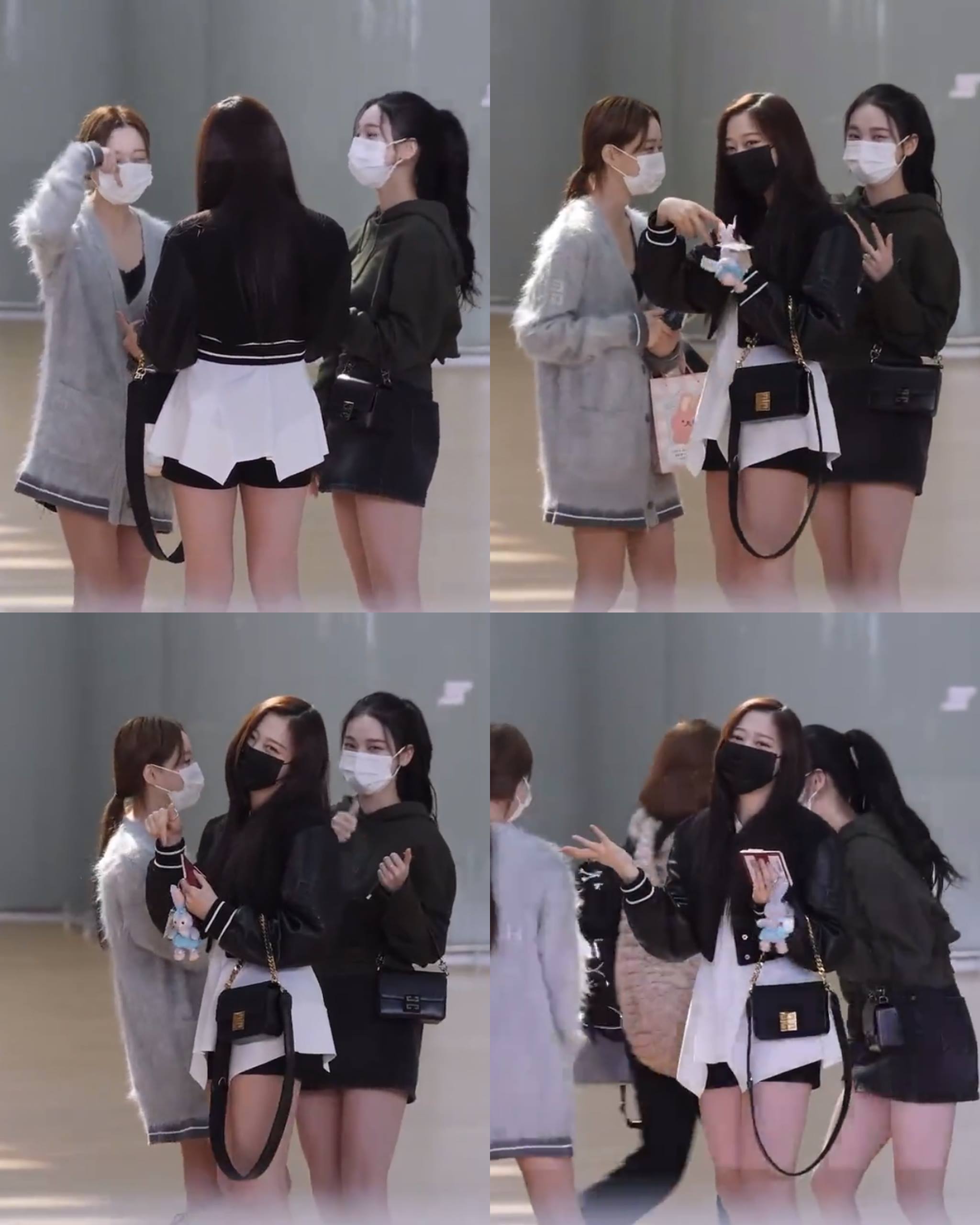 Karina, Giselle, dan Winter aespa di bandara