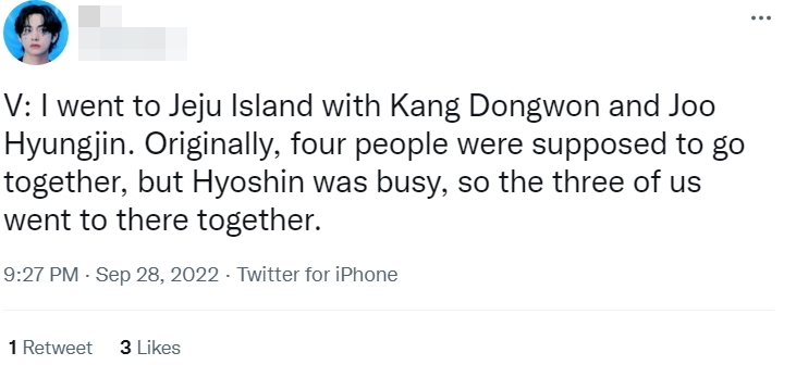 V BTS Akhirnya Buka Suara Liburannya di Pulau Jeju, Akui Ditemani Sosok Ini