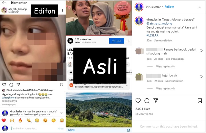 Diduga Unggah Foto Editan, Aty Kodong Kena Sindir Gegara Dianggap Pansos Berkedok Peduli ke Lesti Kejora