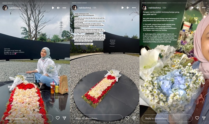 Cinta Tak Direstui Takdir, Nabila Ishma Pilu Rayakan Anniversary di Makam Mendiang Eril