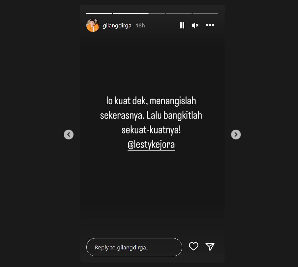 Gilang Dirga mengungkapkan pilu untuk Lesti Kejora