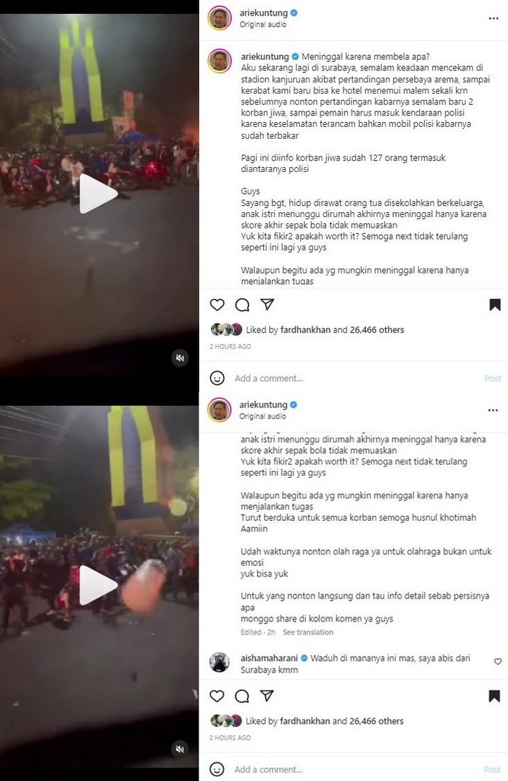 Arie Untung Akui Kena Imbas Tragedi Maut Kanjuruhan