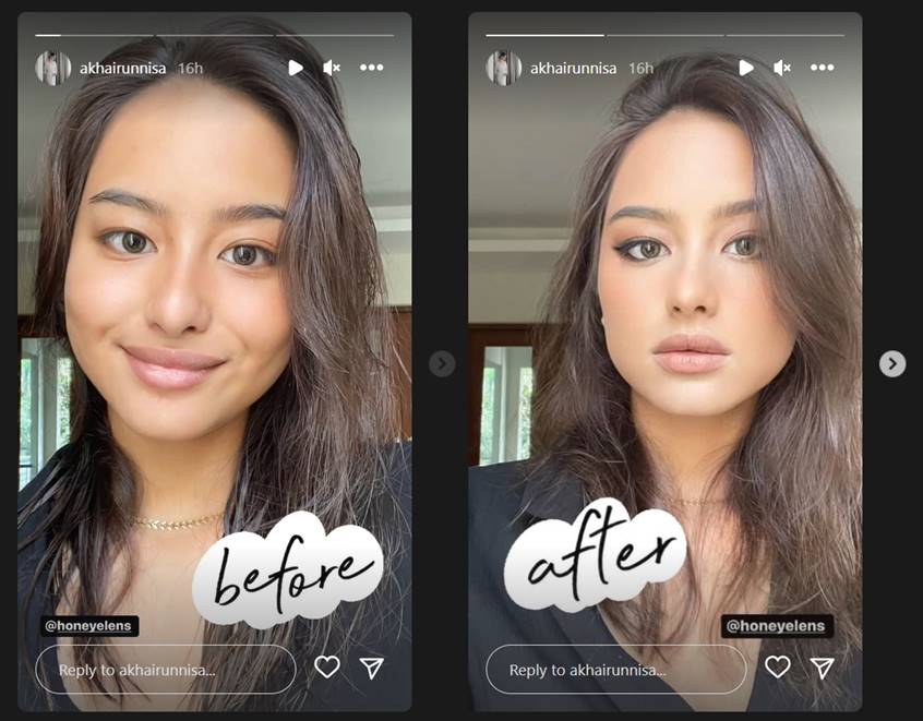 Potret Amanda Khairunnisa sebelum dan sesudah make up