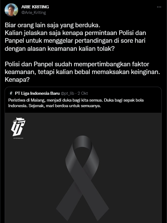 Heboh Tragedi Kanjuruhan, Arie Kriting \'Todong\' Pertanyaan Ini ke Liga Indonesia Baru