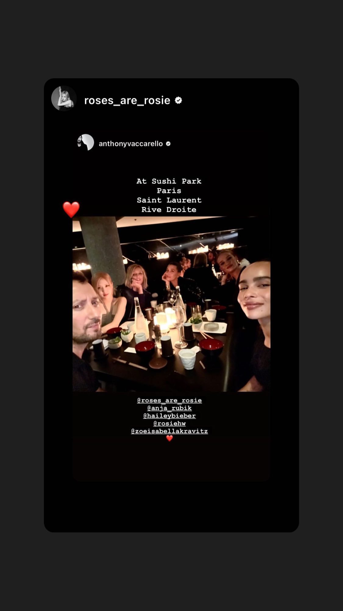 Circle Kelas Atas, Rose Asyik Dinner di Paris Bareng Hailey Bieber Hingga Rosie Huntington-Whiteley