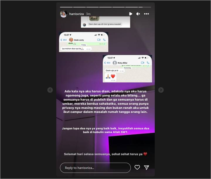 Harris Vriza Susul Ungkap Pesan dari Rizky Billar dan Lesti Kejora di Tengah Isu KDRT